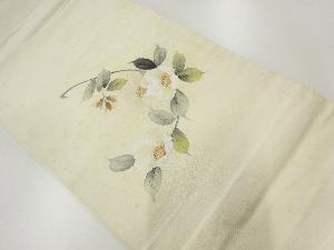 アンティーク　手織り紬手描き桜模様開き名古屋帯（額縁仕立て）